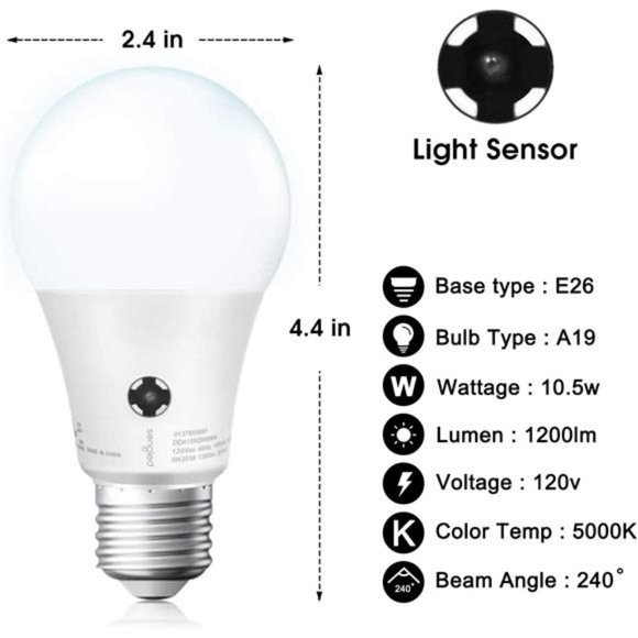 Light Bulbs, 5000K Daylight A19 LED Bulb 75W Watt Equivalent(10.5W), 6 Pack - Picture 5 of 14